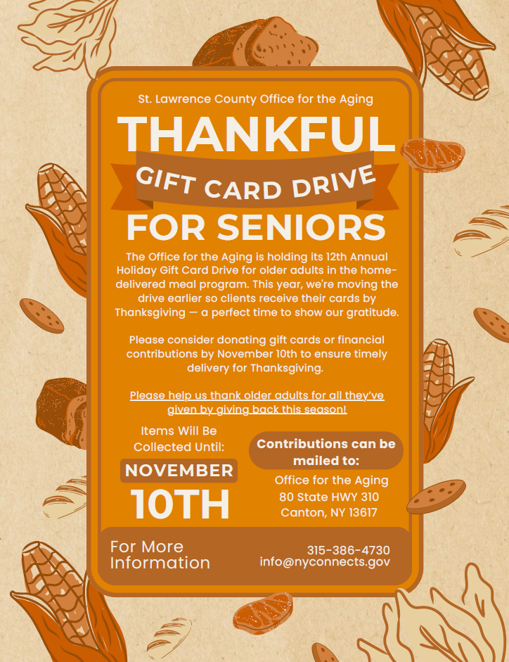 2025 Thankful for Seniors Gift Card Drive
